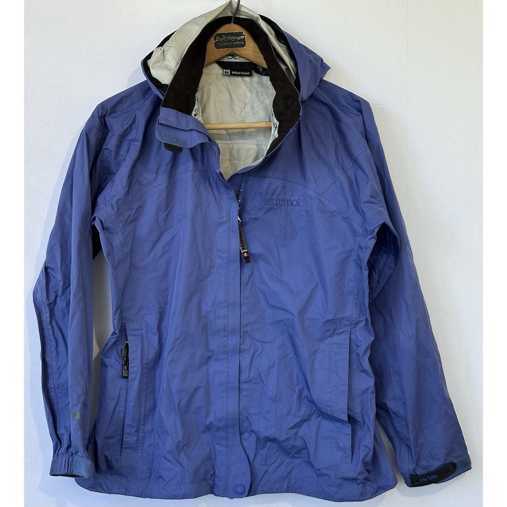 MARMOT Vented Lightweight Rain Jacket Blue Packable Hooded Women's M